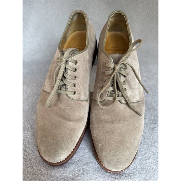 Polo Ralph Lauren Camel Suede Derby Oxford Lace Up Shoe 8D Wide Preppy Grandpa - Picture 4 of 16